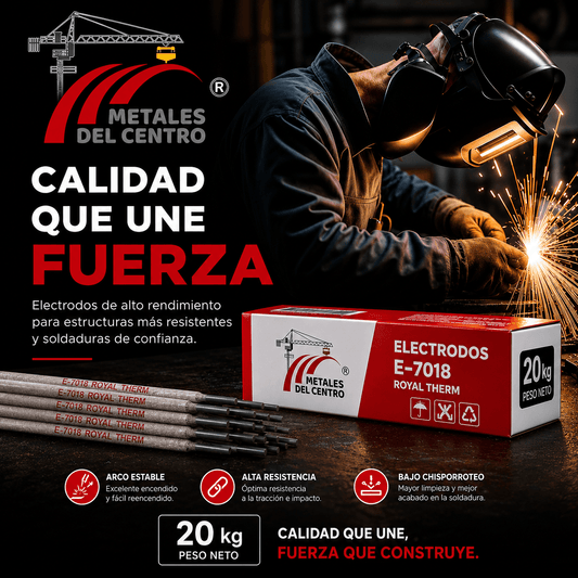 Electrodos de soldadura AWS 6011 y 6018, calidad y rendimiento para estructuras seguras, E-7018 Royal Therm.