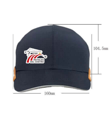 GORRA DE SEGURIDAD con logotipo personalizado, diseñada para protección y comodidad en el trabajo.