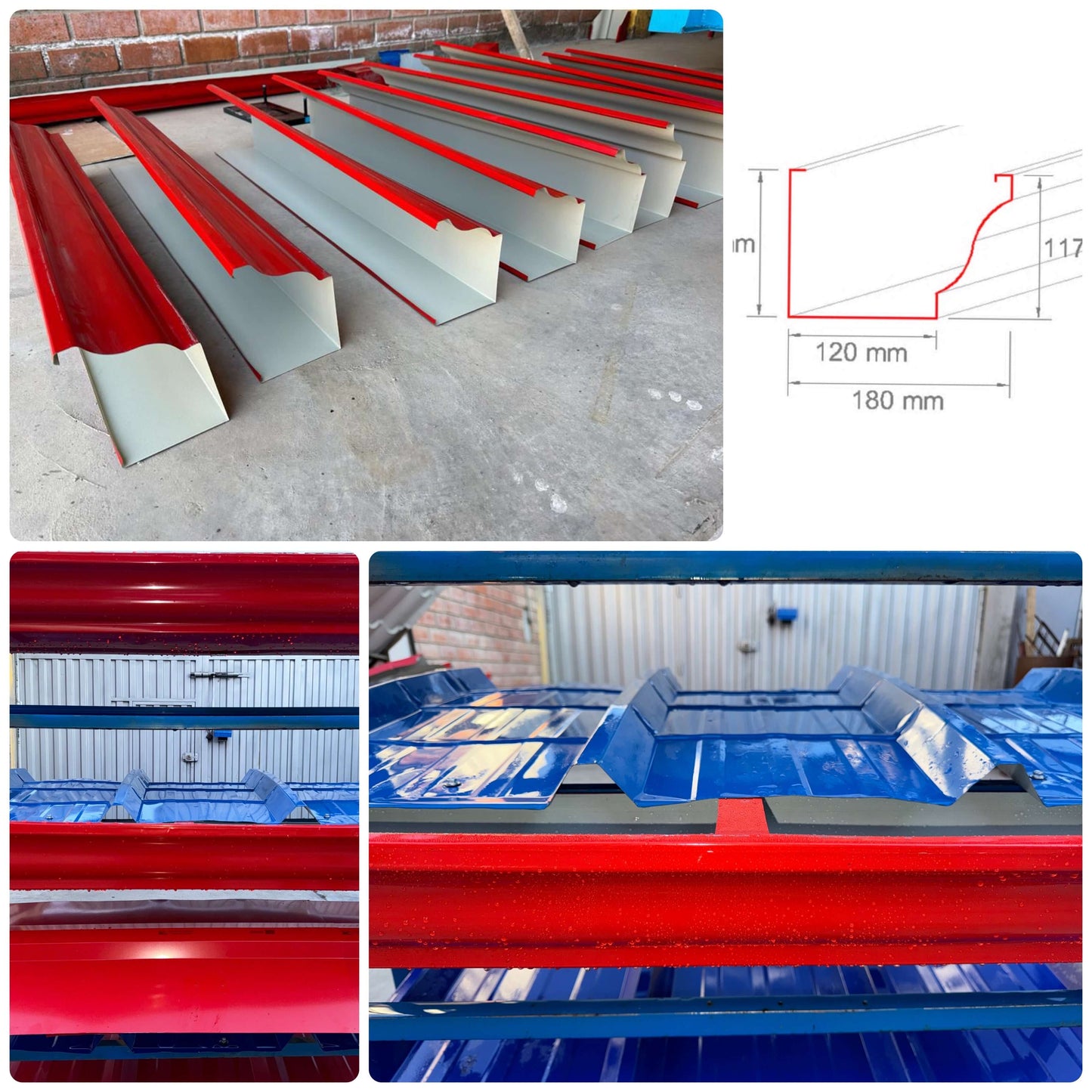 Canaletas de Aluzinc TR4 en diversas medidas y colores, ideal para proyectos industriales y comerciales.