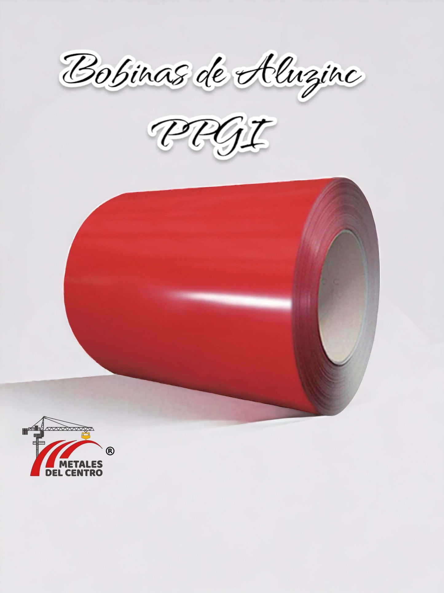 Bobina de Aluzinc prepintada PPGL en color rojo, ideal para aplicaciones industriales y construcción.