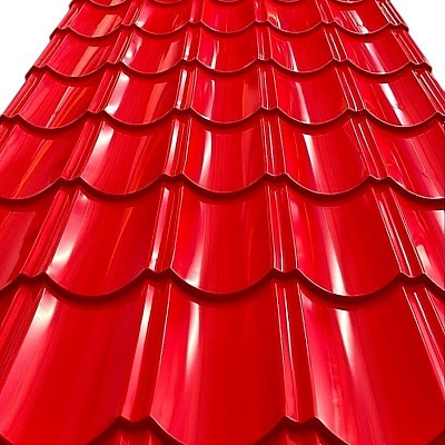Tejas de Aluzinc rojas con diseño atractivo, ideales para construcción de locales comerciales y casas.