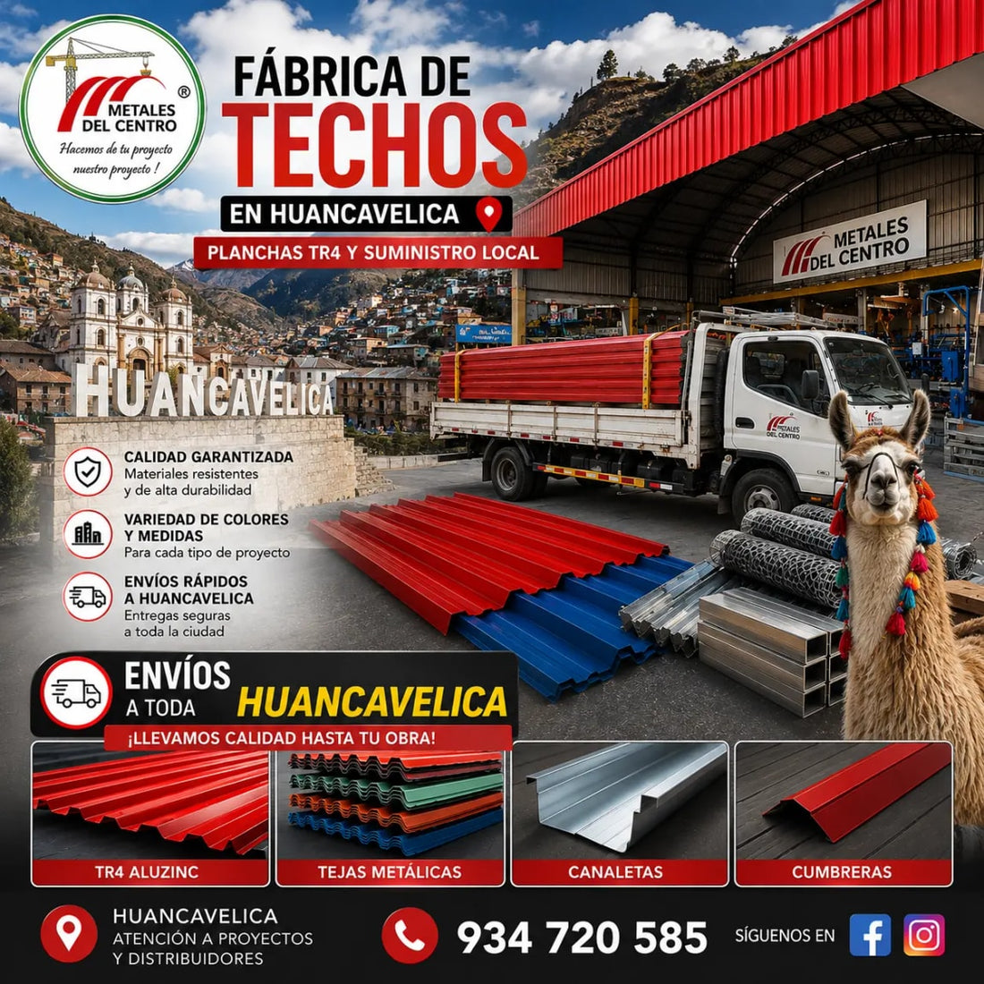 Fábrica de Coberturas de Aluzinc en Huancavelica: TR4 y Teja